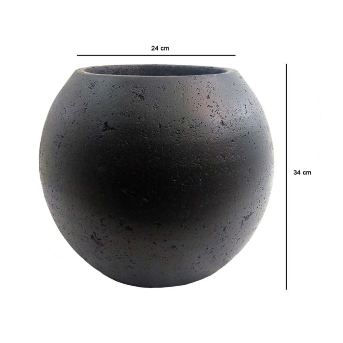 Küre Serisi Beton Saksı 24x34 Cm (Siyah)