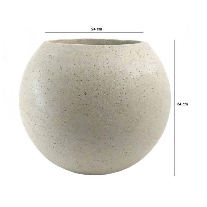 Küre Serisi Beton Saksı 24x34 Cm (Krem)