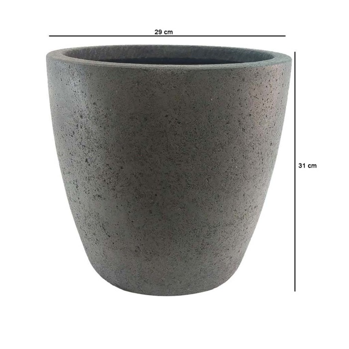 Papatya Serisi Beton Saksı 29x31 Cm (Koyu Gri)
