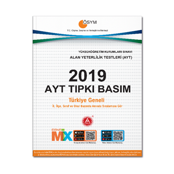 2019 AYT Tıpkı Basım Deneme Sınavı A Yayınları