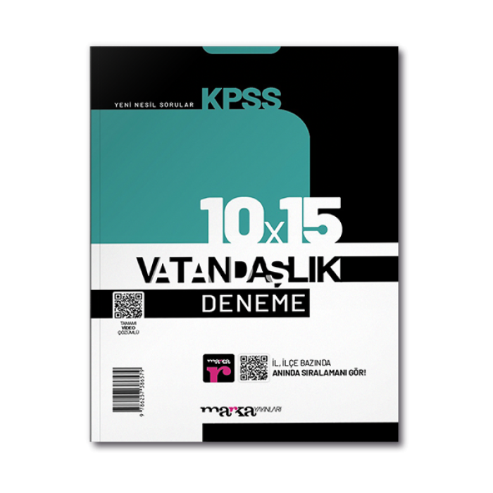KPSS Vatandaşlık 10x15 Deneme Tamamı Video Çözümlü Marka Yayınları