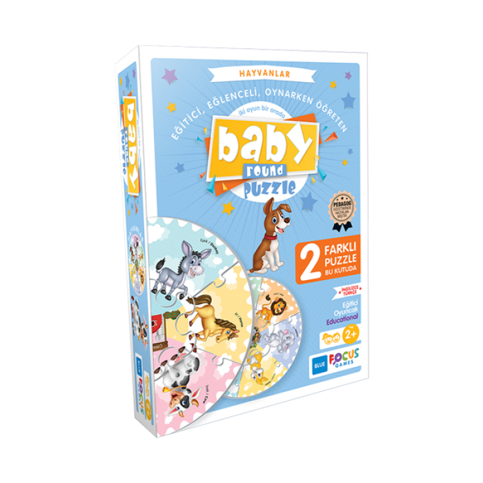 Baby Round Puzzle - Hayvanlar Blue Focus Games