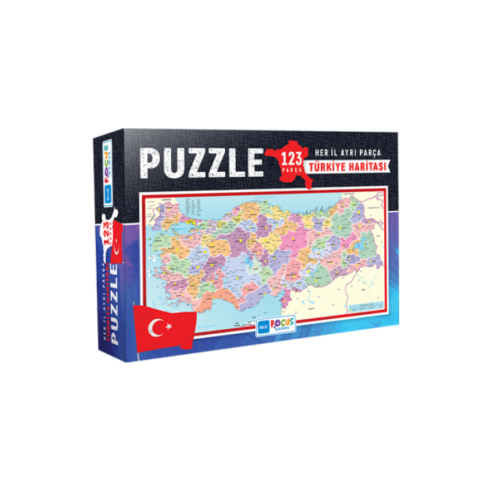 123 Parça - Türkiye Haritası Kutulu Puzzle Her il Ayrı Parça Blue Focus Games