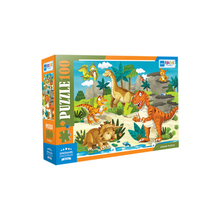 100 Parça - Dinosaurs Dinozorlar Blue Focus Games
