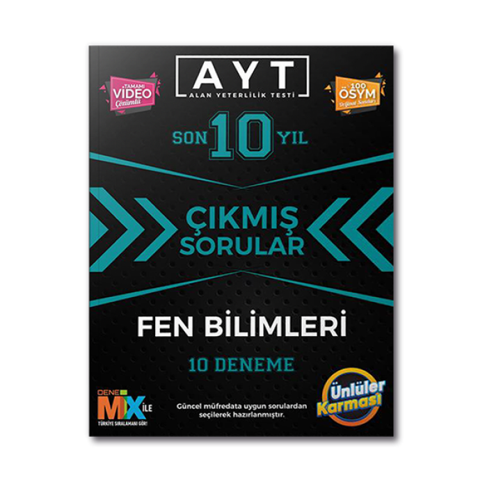 AYT Fen Bilimleri Çıkmış Sorular Tıpkı Basım 10 Deneme Ünlüler Karması