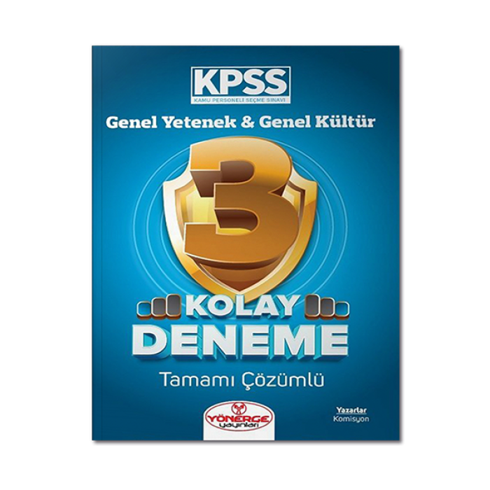 KPSS Genel Yetenek Genel Kültür Kolay 3 Deneme Çözümlü Yönerge Yayınları