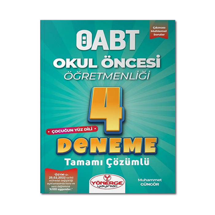 ÖABT Okul Öncesi Öğretmenliği Çocuğun Yüz Dili 4 Deneme-Muhammet Güngör Yönerge Yayınları