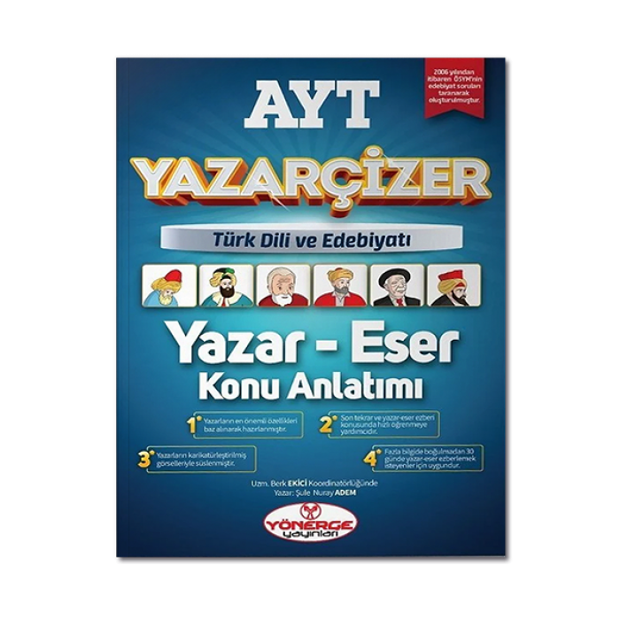 YKS AYT Türk Dili ve Edebiyatı Yazar Eser Yazarçizer Konu Anlatımı Yönerge Yayınları