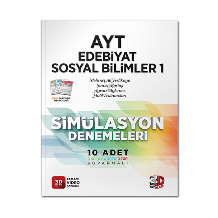 2022 AYT Edebiyat Sosyal Bilimler 1 Simülasyon Denemeleri Tamamı Video Çözümlü 3D Yayınları