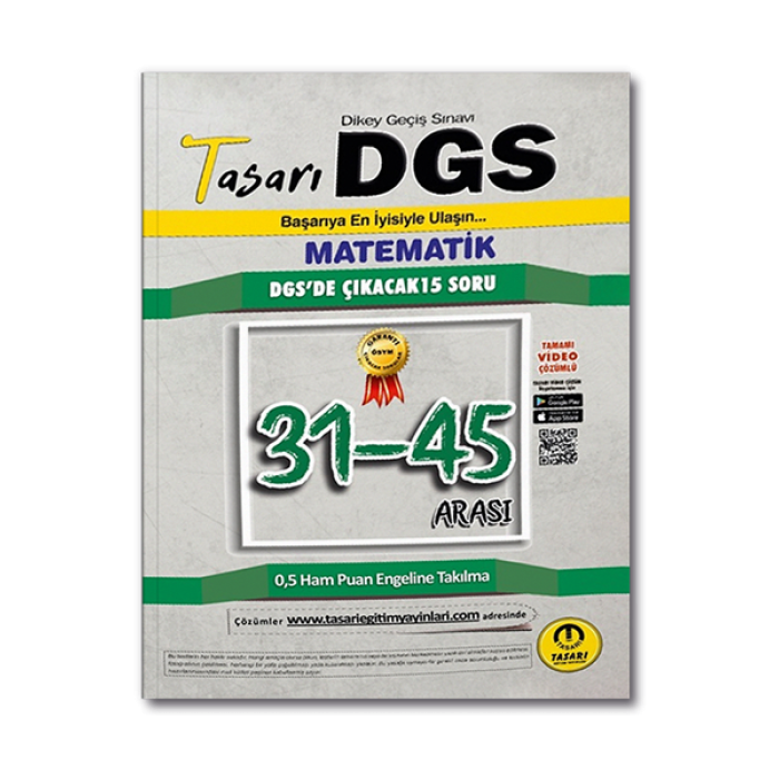 DGS Matematik 31-45 Arası Çözümlü Soru Kitapçığı Tasarı Eğitim Yayınları