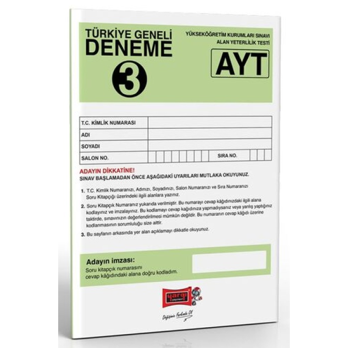 Yargı Yayınları AYT Türkiye Geneli Deneme 3