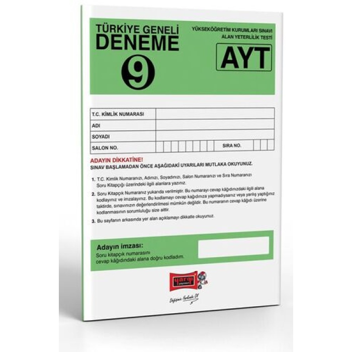 Yargı Yayınları AYT Türkiye Geneli Deneme Sınavı - 9