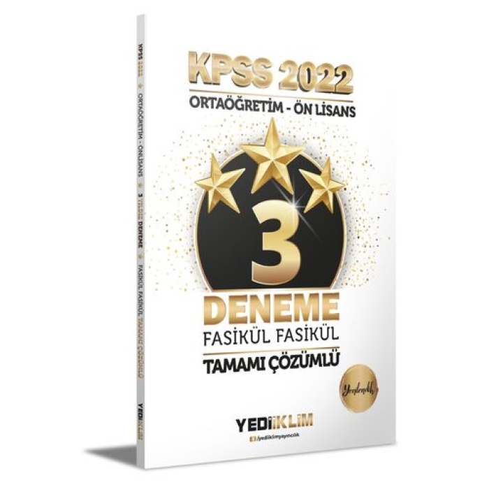 Yediiklim Yayınları 2022 KPSS Ortaöğretim Ön Lisans GY-GK 3 Yıldız Tamamı Çözümlü Fasikül Deneme
