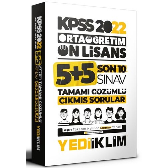 Yediiklim Yayınları 2022 KPSS Ortaöğretim Ön Lisans GY-GK Son 10 Sınav Tamamı Çözümlü Çıkmış Sorular
