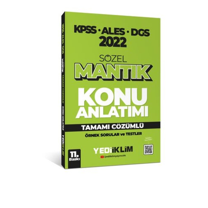 Yediiklim Yayınları 2022 KPSS-ALES-DGS Sözel Mantık Konu Anlatımı