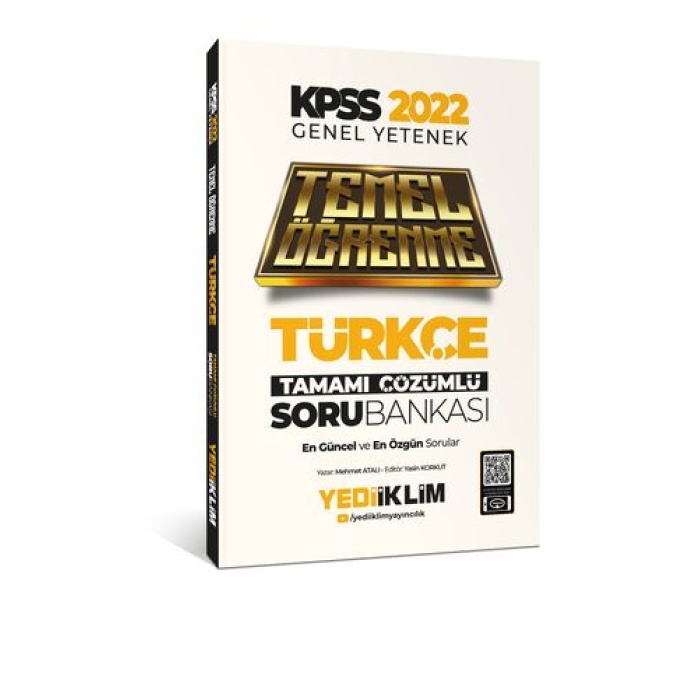Yediiklim Yayınları 2022 KPSS Genel Yetenek Türkçe Temel Öğrenme Tamamı Çözümlü Soru Bankası