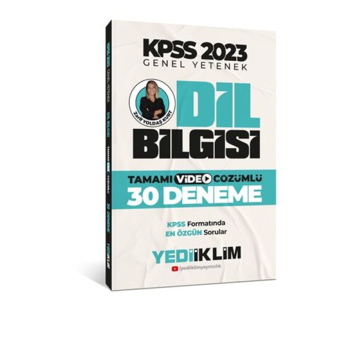 Yediiklim Yayınları 2023 KPSS Genel Yetenek Dil Bilgisi Tamamı Video Çözümlü 30 Deneme