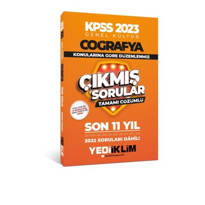 Yediiklim Yayınları 2023 KPSS Genel Kültür Coğrafya Konularına Göre Tamamı Çözümlü Son 11 Yıl Çıkmış Sorular