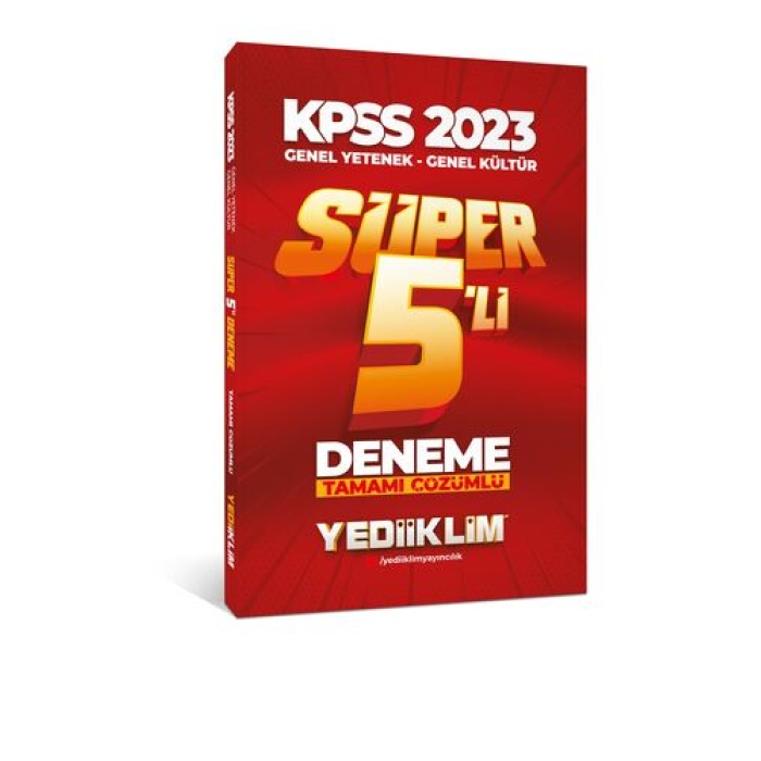 Yediiklim Yayınları 2023 KPSS Genel Yetenek Genel Kültür Tamamı Çözümlü Süper 5li Deneme