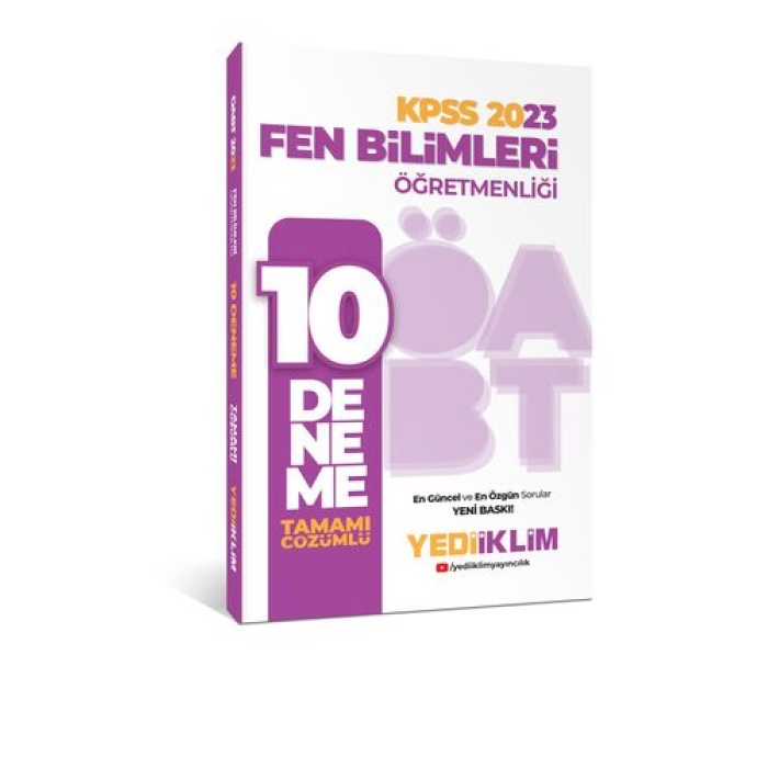 Yediiklim Yayınları 2023 ÖABT Fen Bilimleri Öğretmenliği Tamamı Çözümlü 10 Deneme