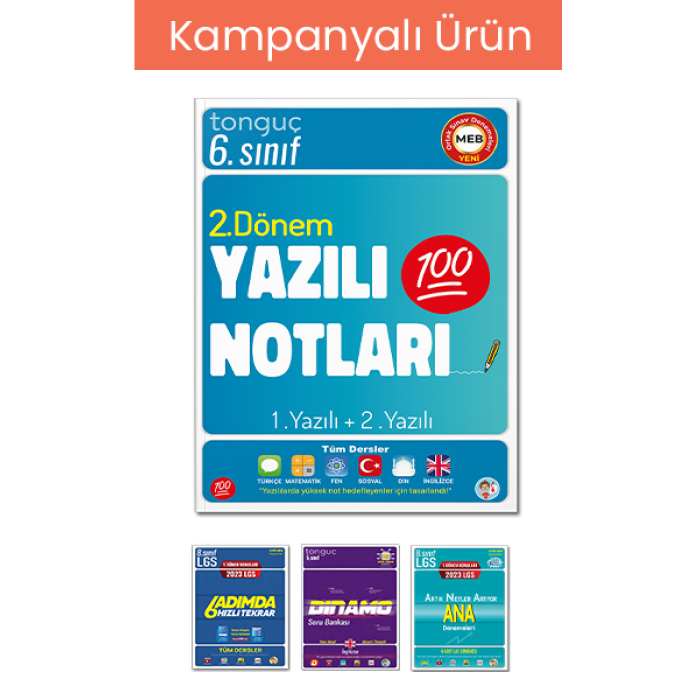 6. Sınıf Yazılı Notları 2. Dönem 1 ve 2. Yazılı-100 lük Paket (3 Kitap Hediyeli)