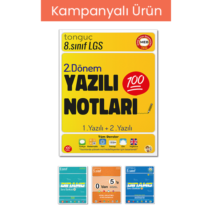 8. Sınıf Yazılı Notları 2. Dönem 1 ve 2. Yazılı-100 lük Paket (3 Kitap Hediyeli)