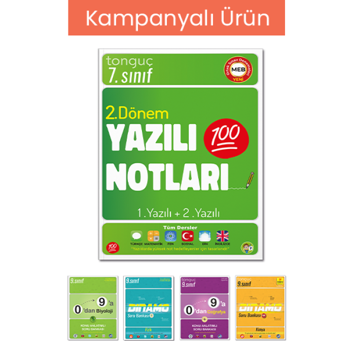 7. Sınıf Yazılı Notları 2. Dönem 1 ve 2. Yazılı-50 lik Paket (8 Kitap Hediyeli)