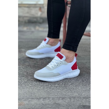 Wagoon WG063 Beyaz Kırmızı Triko Erkek Spor Ayakkabı