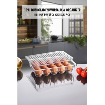 15 Li Buzdolabı Kapaklı Yumurtalık & Buzdolabı Organizeri