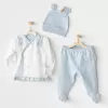 Bear 3lü Zıbın Set Blue