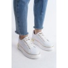 MINA Bağcıklı Ortopedik Taban Kadın Sneaker Spor Ayakkabı  BT - Beyaz/Altın