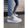 BY155 Warrior Bağcıklı ve Fermuarlı Cilt Süet Erkek Günlük Sneaker Ayakkabı CSBT - Beyaz/Gri