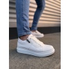BY155 Warrior Bağcıklı ve Fermuarlı Cilt Erkek Günlük Sneaker Ayakkabı CBT - Beyaz
