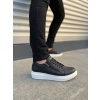 BY155 Warrior Bağcıklı ve Fermuarlı Cilt Erkek Günlük Sneaker Ayakkabı CBT - Siyah