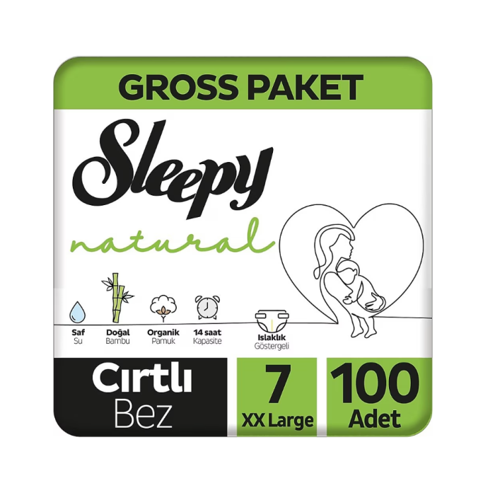 Sleepy Natural Bebek Bezi Gross Paket 7 Beden 20-30 Kg 100 Adet