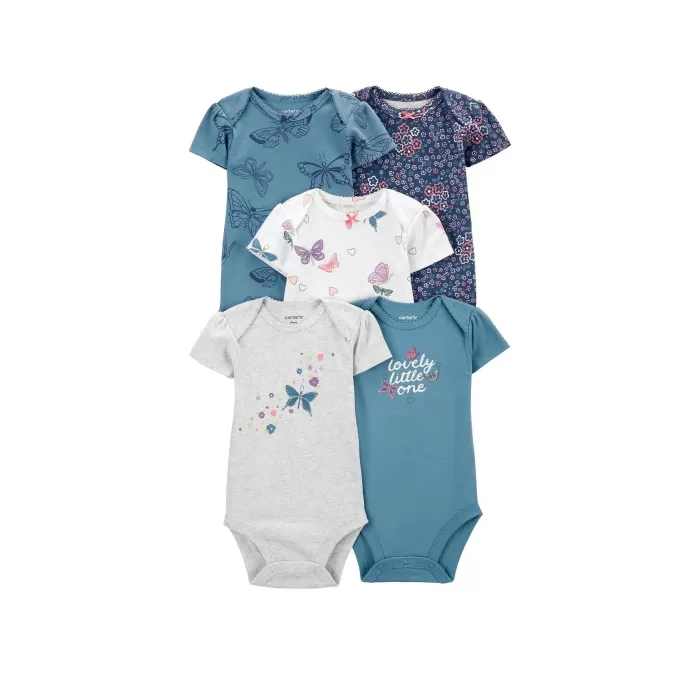 Layette Kız Bebek 5li Kısa Kol Body  Karışık Renkli