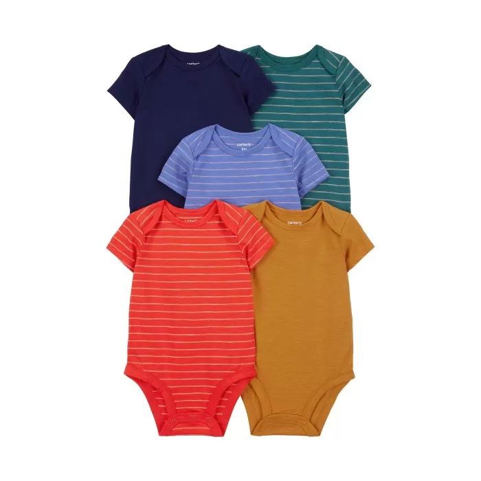 Layette Erkek Bebek 5li Kısa Kol Body  Karışık Renkli