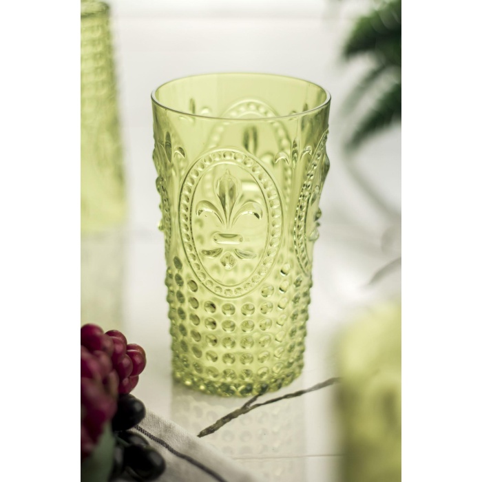 Akrilik Yeşil 6 Lı Uzun Bardak & Su Meşrubat Bardağı 750 ml ( Büyük Boy & Cam Değildir )