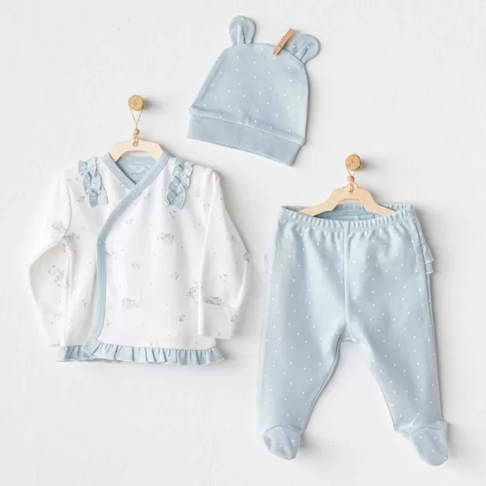Bear 3lü Zıbın Set Blue