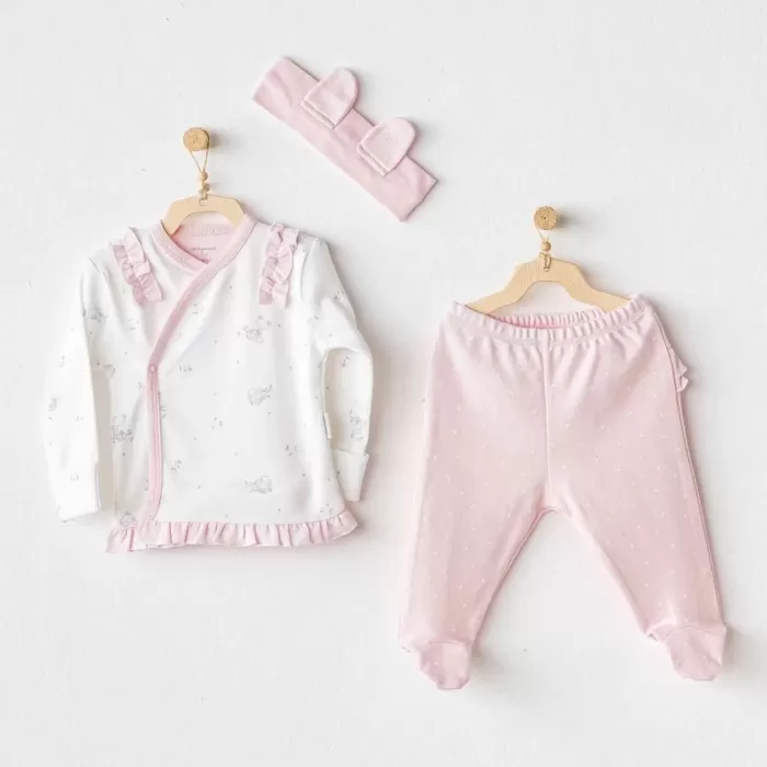 Bear 3lü Zıbın Set Pink