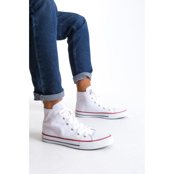 0423 AXE Bağcıklı Keten Kumaş Erkek Günlük Sneaker Ayakkabı BT Beyaz