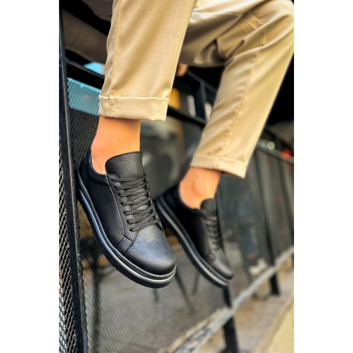 CH979 Santoni CRT Spor Erkek Ayakkabı SIYAH