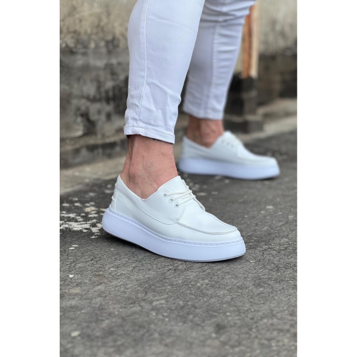 Wagoon WG508 Beyaz Cilt Ortopedik Taban Erkek Casual Ayakkabı