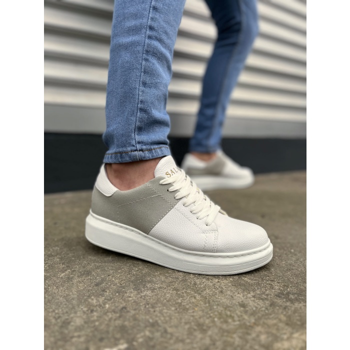 BY151 Boost Bağcıklı Cilt Süet Erkek Günlük Sneaker Ayakkabı CSBT - Beyaz/Gri