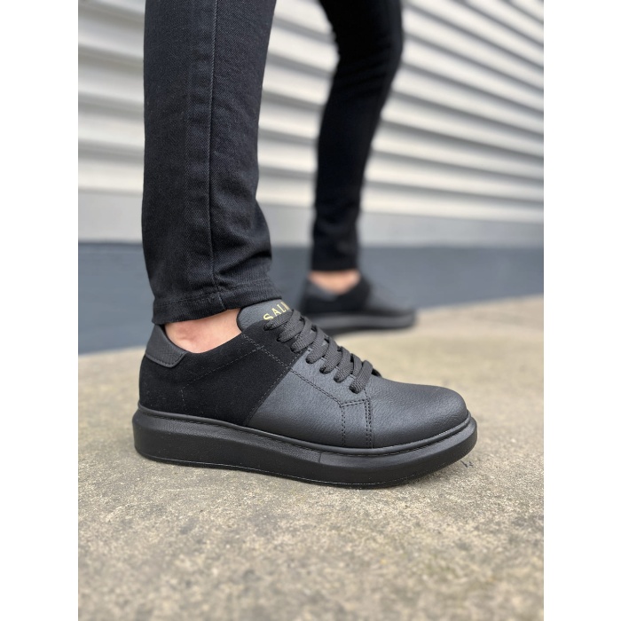BY151 Boost Bağcıklı Cilt Süet Erkek Günlük Sneaker Ayakkabı CSST - Siyah