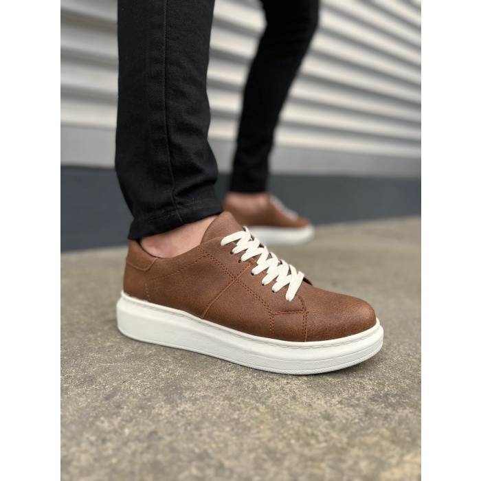 BY151 Boost Bağcıklı Cilt Erkek Günlük Sneaker Ayakkabı CBT - Taba