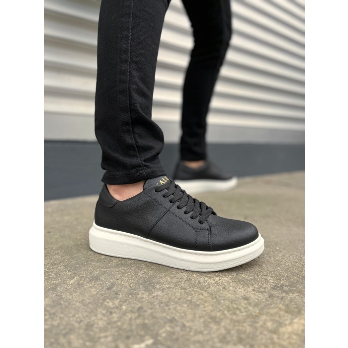 BY151 Boost Bağcıklı Cilt Erkek Günlük Sneaker Ayakkabı CBT - Siyah