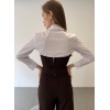 Üçlü Straplez Crop Gömlek Pantolon Takım Elbise