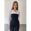 Üçlü Straplez Crop Gömlek Pantolon Takım Elbise
