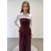 Üçlü Straplez Crop Gömlek Pantolon Takım Elbise